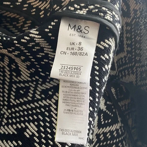 Marks & Spencer Geometric Black and White Blazer (small) - Picture 8 of 14